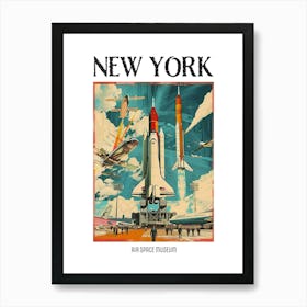 Air Space Museum New York Colourful Silkscreen Illustration 4 Poster Affiche