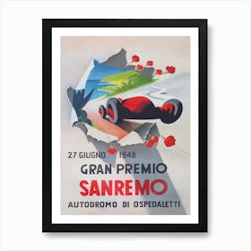 Gran Premio Sanremo Italy Vintage Car Race Poster Poster