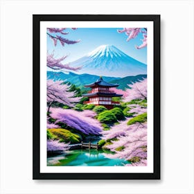 Mt Fuji Cherry Blossoms Mount Fuji Japan 7 Art Print