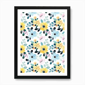 Watercolor Floral Pattern.Colorful roses. Flower day. artistic work. A gift for someone you love. Decorate the place with art. Imprint of a beautiful artist.8 Art Print