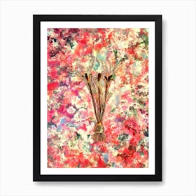 Impressionist Cloth of Gold Crocus Botanical Painting in Blush Pink and Gold n.0020 Art Print