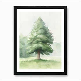 Yew Tree Atmospheric Watercolour Painting 3 Art Print