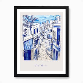 Tel Aviv Israel 2 Mediterranean Blue Drawing Poster Art Print