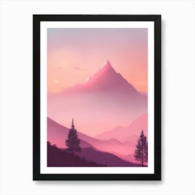 Misty Mountains Vertical Background In Pink Tone 42 Art Print