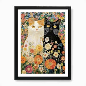 Gustav Klimt Print Cats Klimt Poster Klimt Exhibition Poster Cats Painting Flower Garden Flower Full Art Print