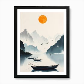 Boats On A Lake Art Print