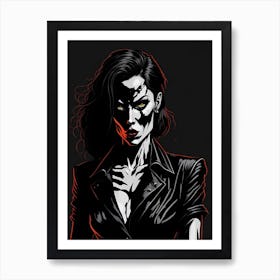 Comic Crime Noir Woman Portrait (13) Art Print