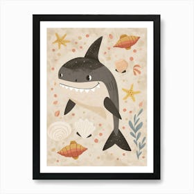 Muted Pastel Seascape Shark 1 Art Print