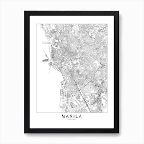 Manila White Map Art Print