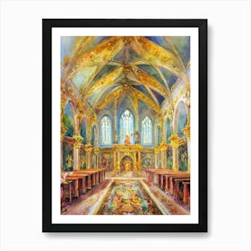 Opulent Banquet Hall From The Medieval Era Art Print