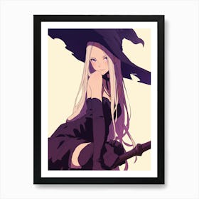 Witch With A Broom Art Print