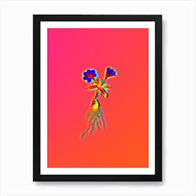 Neon Cape Tulip b Botanical in Hot Pink and Electric Blue n.0451 Art Print