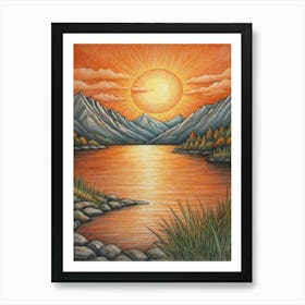 Sunset Over Lake Art Print