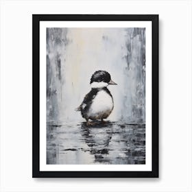 Minimalist Portrait Of A Duckling Black & White 6 Art Print