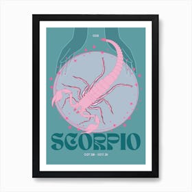 Teal Zodiac Scorpio Art Print
