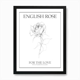 English Rose Black And White Line Drawing 39 Poster Art Print