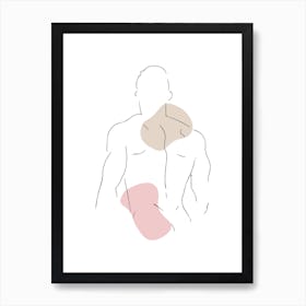 Illustration Of A Man'S Back - Line Art Art Print