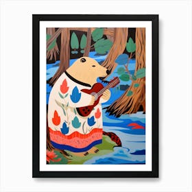 Maximalist Animal Painting Beaver 1 Art Print