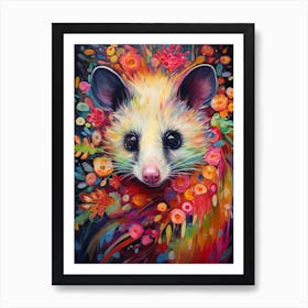  A Foraging Possum Vibrant Paint Splash 1 Art Print
