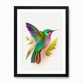 Long Tailed Sylph Hummingbird Cute Kawaii Art Print