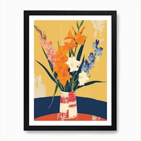 Gladiolus Flowers On A Table   Contemporary Illustration 1 Art Print