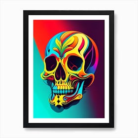 Skull With Tattoo Style Artwork Primary Colours 2 Pop Art Art Print