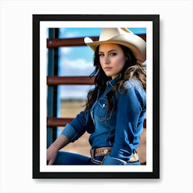 Cowgirl In Cowboy Hat 3 Art Print