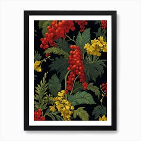 Mahonia 3 William Morris Style Winter Florals Art Print