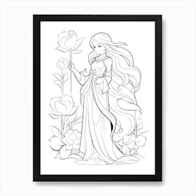 Bloom Body Girl Line Art 4 Art Print