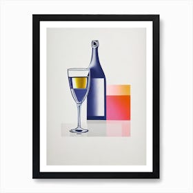 Champagne Picasso 2 Line Drawing Cocktail Poster Art Print