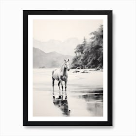 A Horse Oil Painting In Lopes Mendes Beach, Brazil, Portrait 3 Art Print