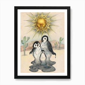 Penguins In The Desert Art Print