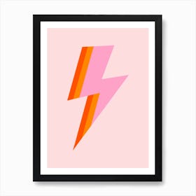 Lightning Bolt in Pink and Orange Stripes Art Print