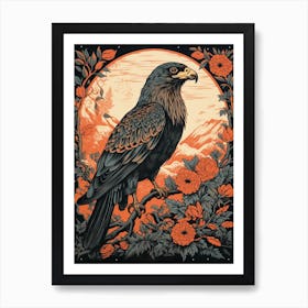 Vintage Bird Linocut Eagle 1 Art Print