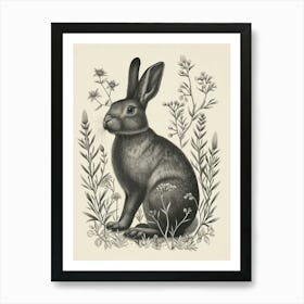 Beveren Blockprint Rabbit Illustration 1 Art Print