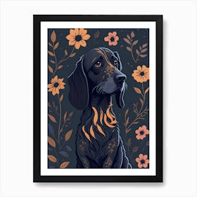 Floral Dog Portrait Boho Minimalism (10) Art Print