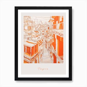 Tangier Morocco Orange Drawing Poster Art Print