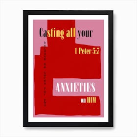 Bible verse - 1 peter 5:7 Art Print