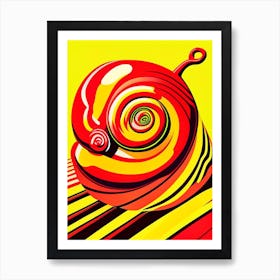 Snail With Red Background Pop Art Art Print