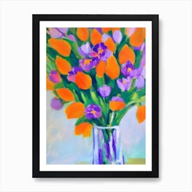 Crocus Floral Abstract Block Colour Flower Art Print