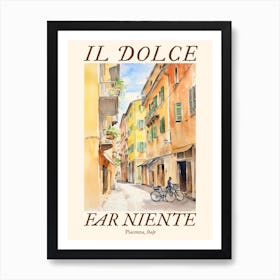 Il Dolce Far Niente Piacenza, Italy Watercolour Streets 3 Poster Art Print