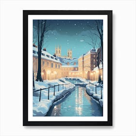 Winter Travel Night Illustration Bath United Kingdom 3 Art Print