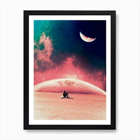 Surfer Looks For The Ocean on Mars 1 Art Print