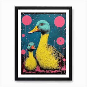 Paint Splash Duck Linocut Inspired Art Print