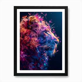 Lion With Flowers 7 Art Print