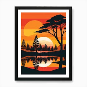 Sunset In The Forest 4 Art Print