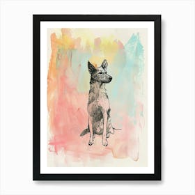 Colourful Portuguese Podengo Pequeno Dog Abstract Line Illustration 4 Art Print