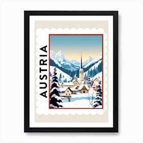 Retro Winter Stamp Poster Hallstatt Austria 1 Art Print