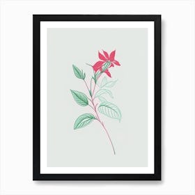 Peppermint Floral Minimal Line Drawing 5 Flower Art Print