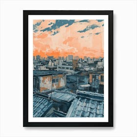 Tokyo Rooftops Morning Skyline 3 Art Print